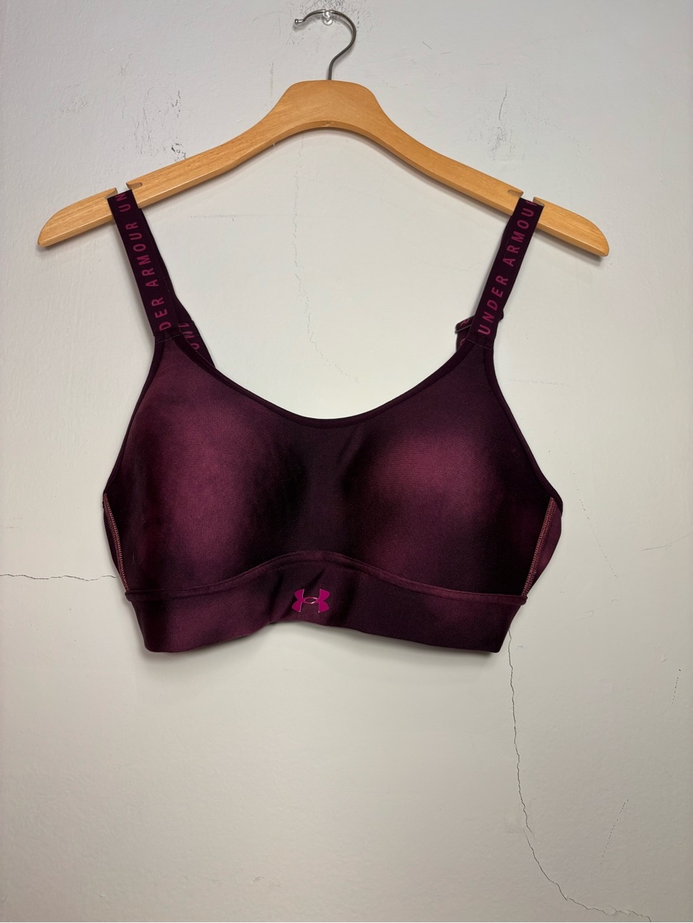 Under Armour Plum Sports Bra with Pink Logo Accents